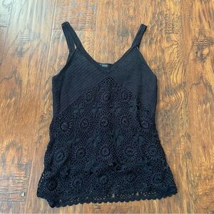 Vintage 90s y2k alfani black knitted crochet tank top